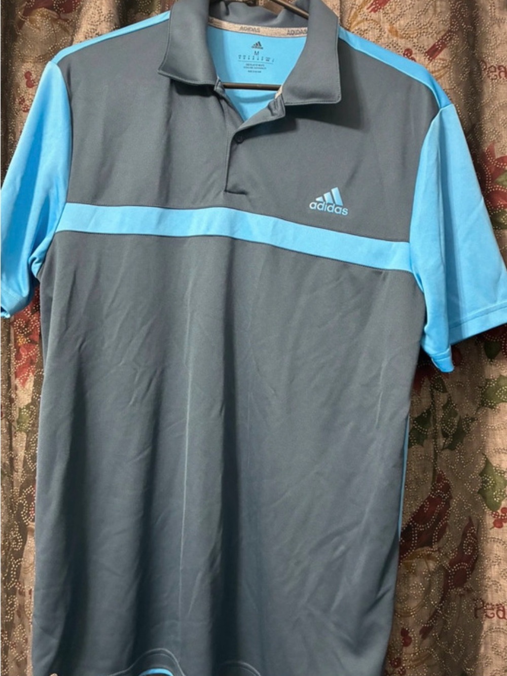 adidas Men’s Gray and Light Blue Performance Polo